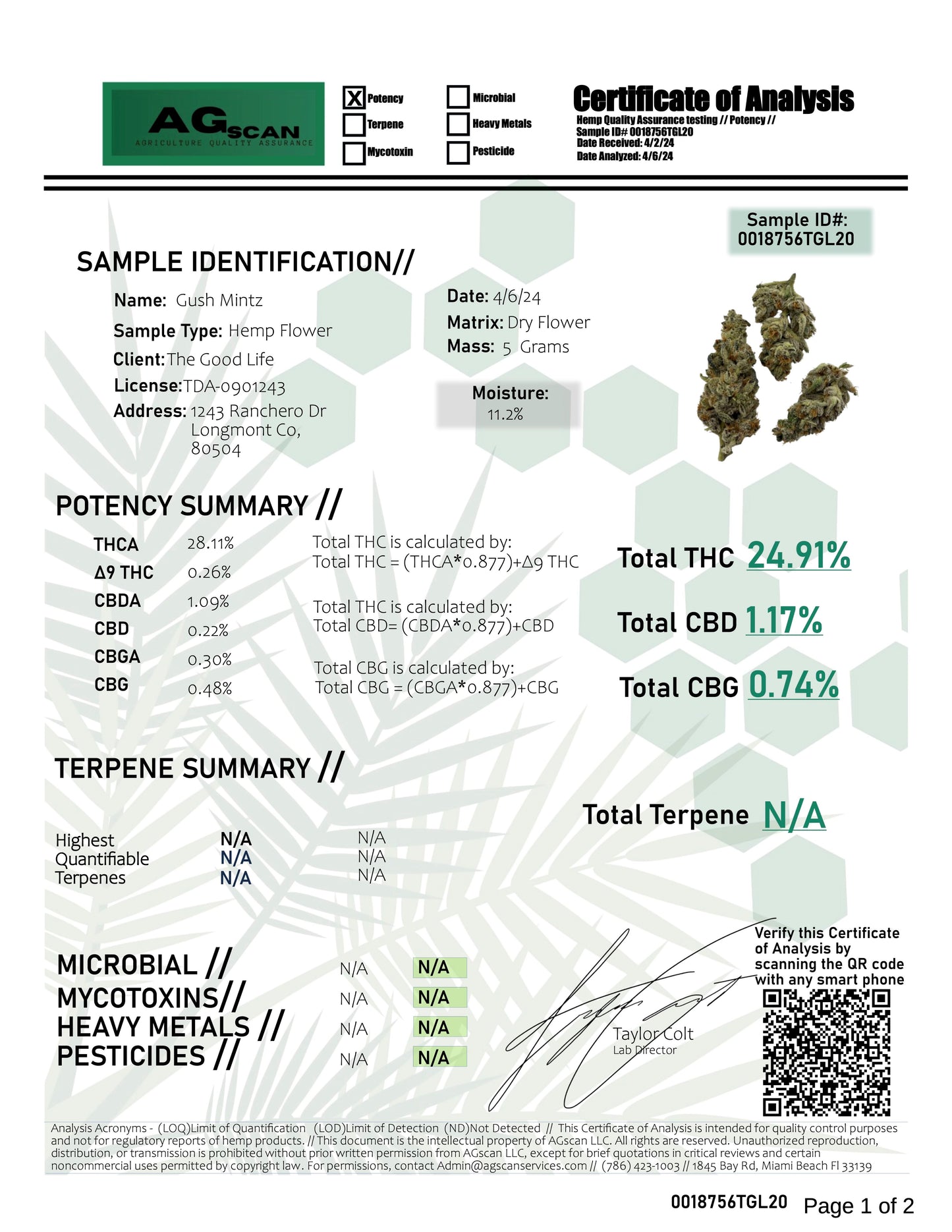 Legal Leaf Exotic THCA Flower: Gush Mintz