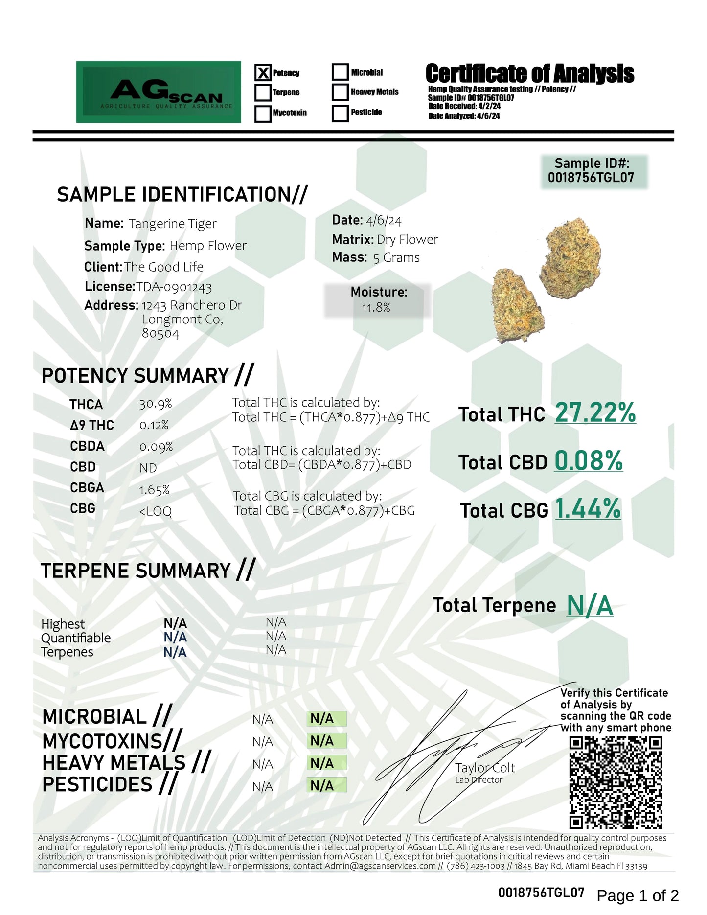 Leaf Exotic THCA Flower: Tangerine Tiger